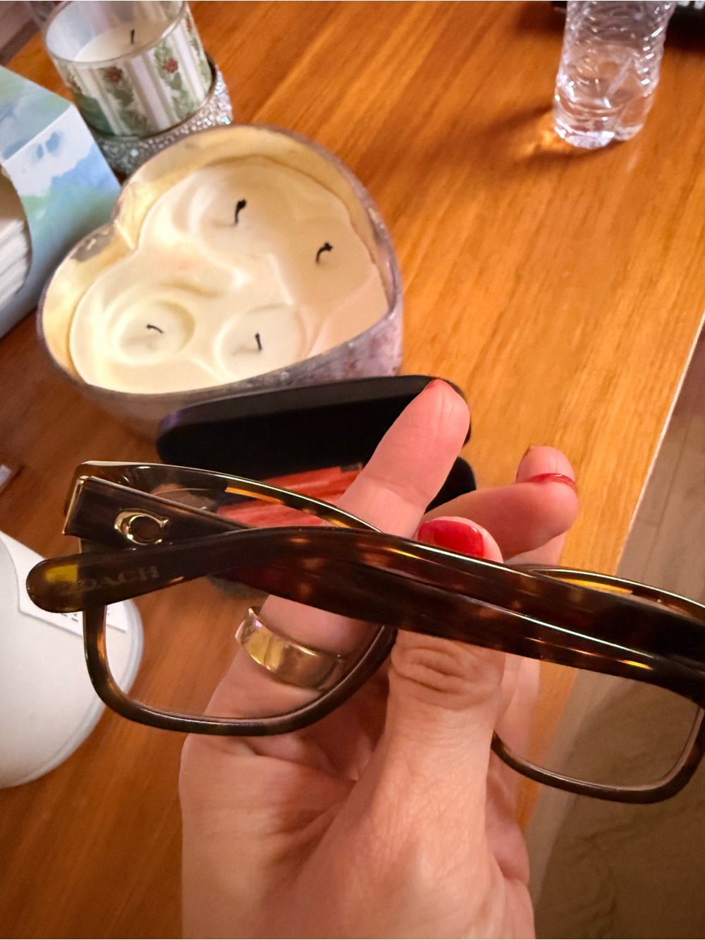 Coach Black Tortoise Rectangular Eyeglasses with Case - Picture 4 of 4